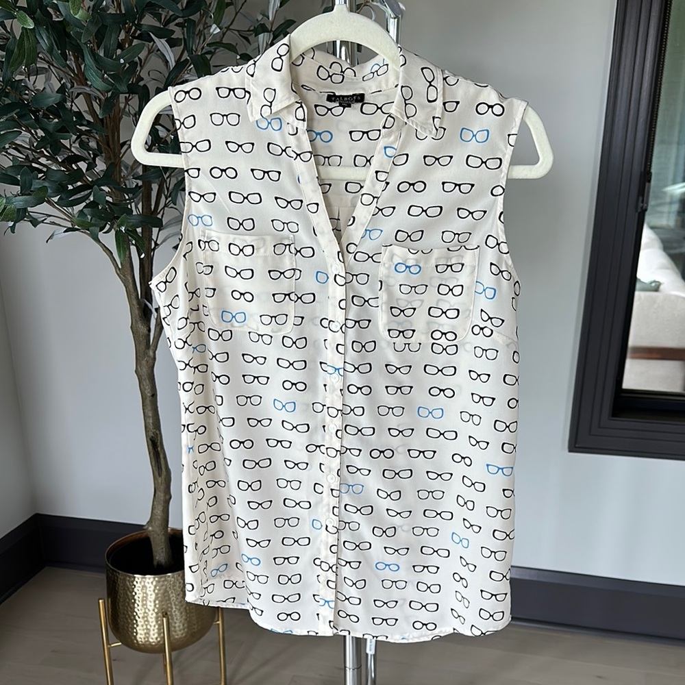 Talbots Casual Black and White Button Down Shirt